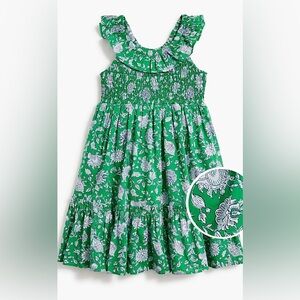 NWT J.Crew Crewcuts Smocked Green Tiered MIDI Maxi Floral Spring Ruffle Dress 8
